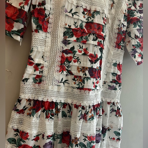 NWT La Pateau New York Floral Lace Embroidered Maxi Dress |  Size Large - Picture 5 of 8